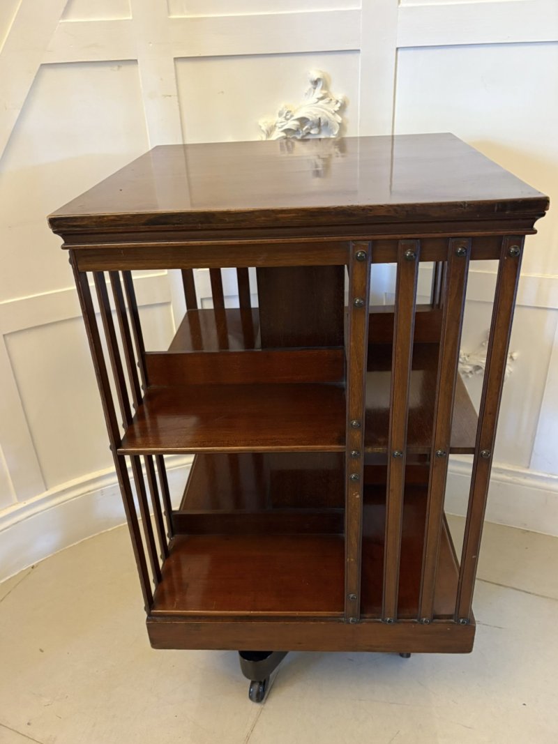 Antique Edwardian Quality Mahogany Revolving Bookcase - Image 7